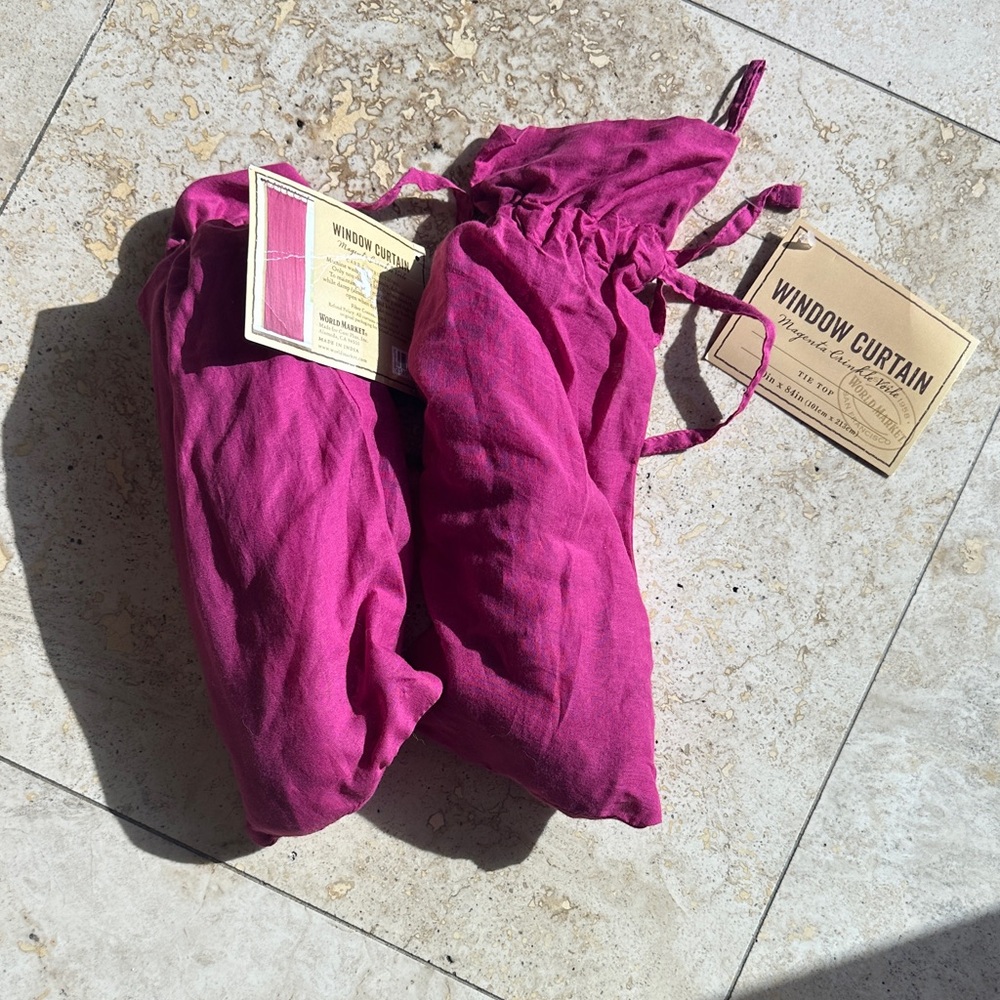 Cost Plus World Market Magenta Crinkle Voile Window Curtains (2)
